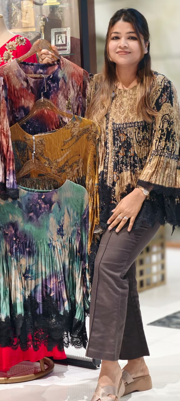 Tribal Inpired Stretchable Crush Multicolor Imported Western Top- 15444
