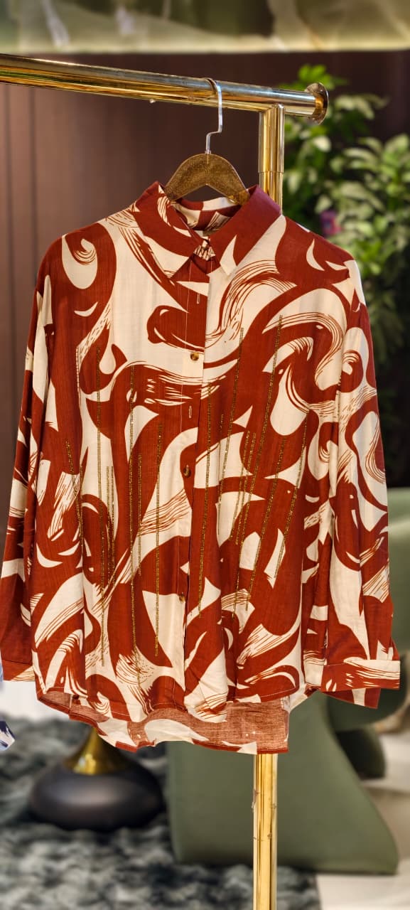 Multicolor With Colorful Cool Prints Trendy Light Weight Imported Shirt- 15446