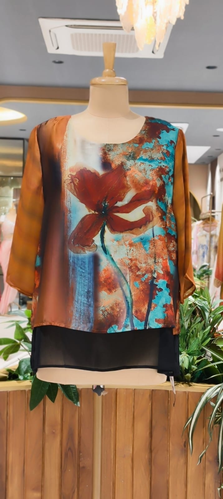 Beautiful Digital Floral Prints Premium Satin Flared Tops- 15460