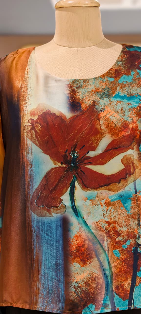 Beautiful Digital Floral Prints Premium Satin Flared Tops- 15460