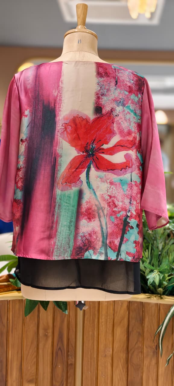 Beautiful Digital Floral Prints Premium Satin Flared Tops- 15460