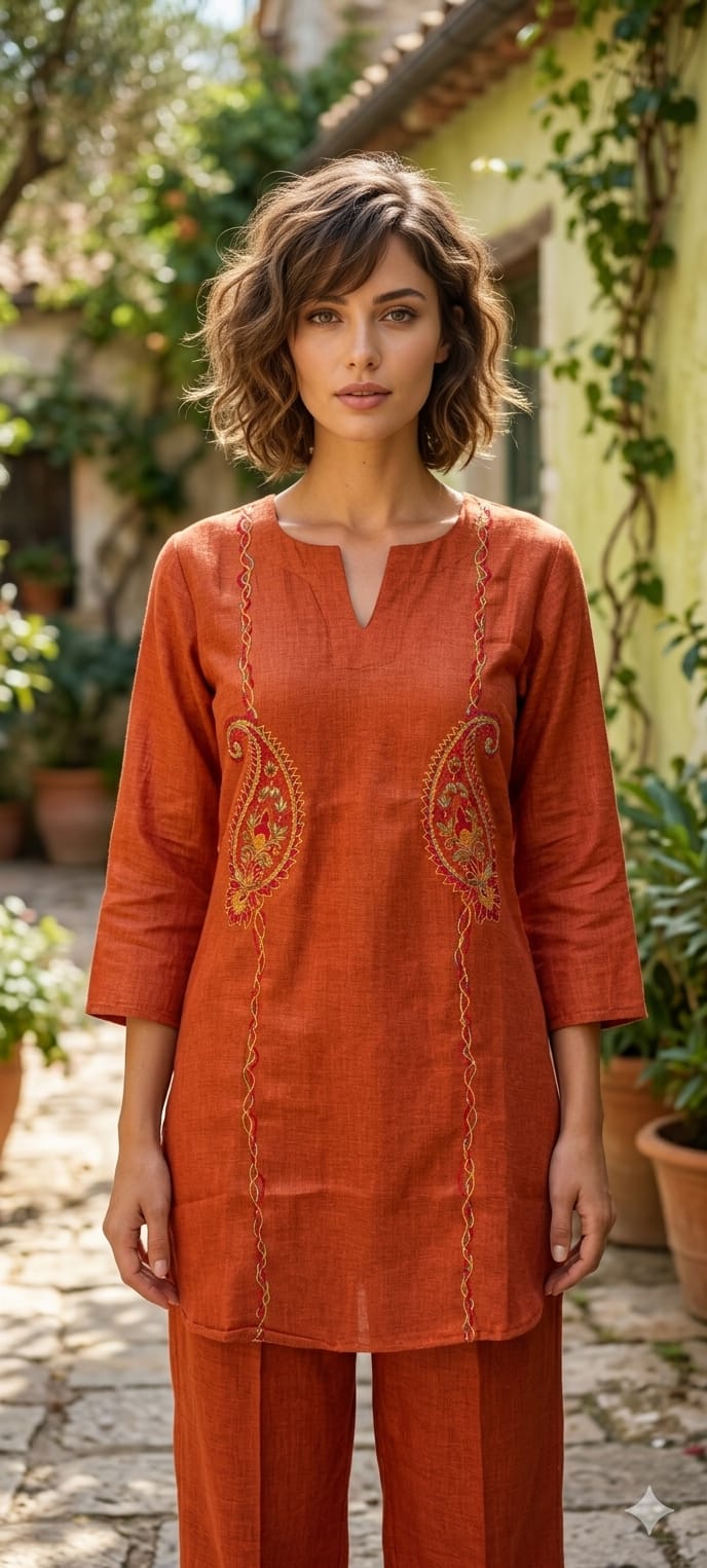 Mango Buti Multicolor Embroidered Summer Friendly Cotton Co-Ord Set- 14659