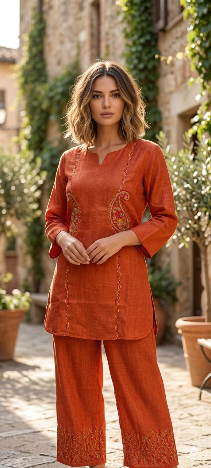 Mango Buti Multicolor Embroidered Summer Friendly Cotton Co-Ord Set- 14659