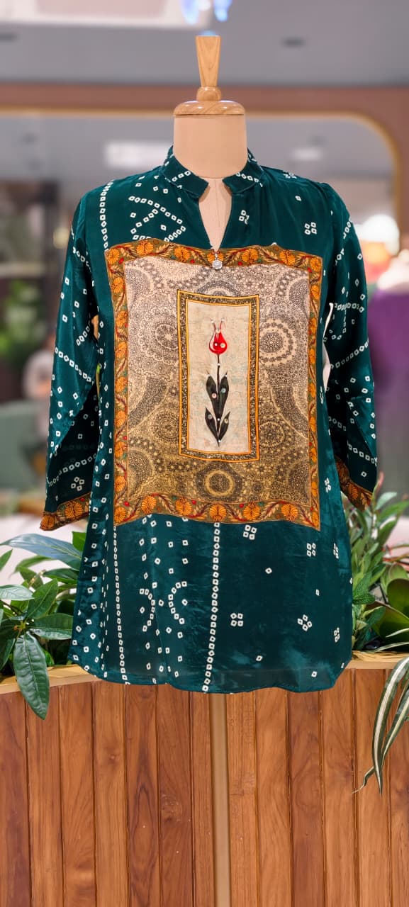 Bandhej Box Candalian Print Casual Wear Crepe Shirts- 15434