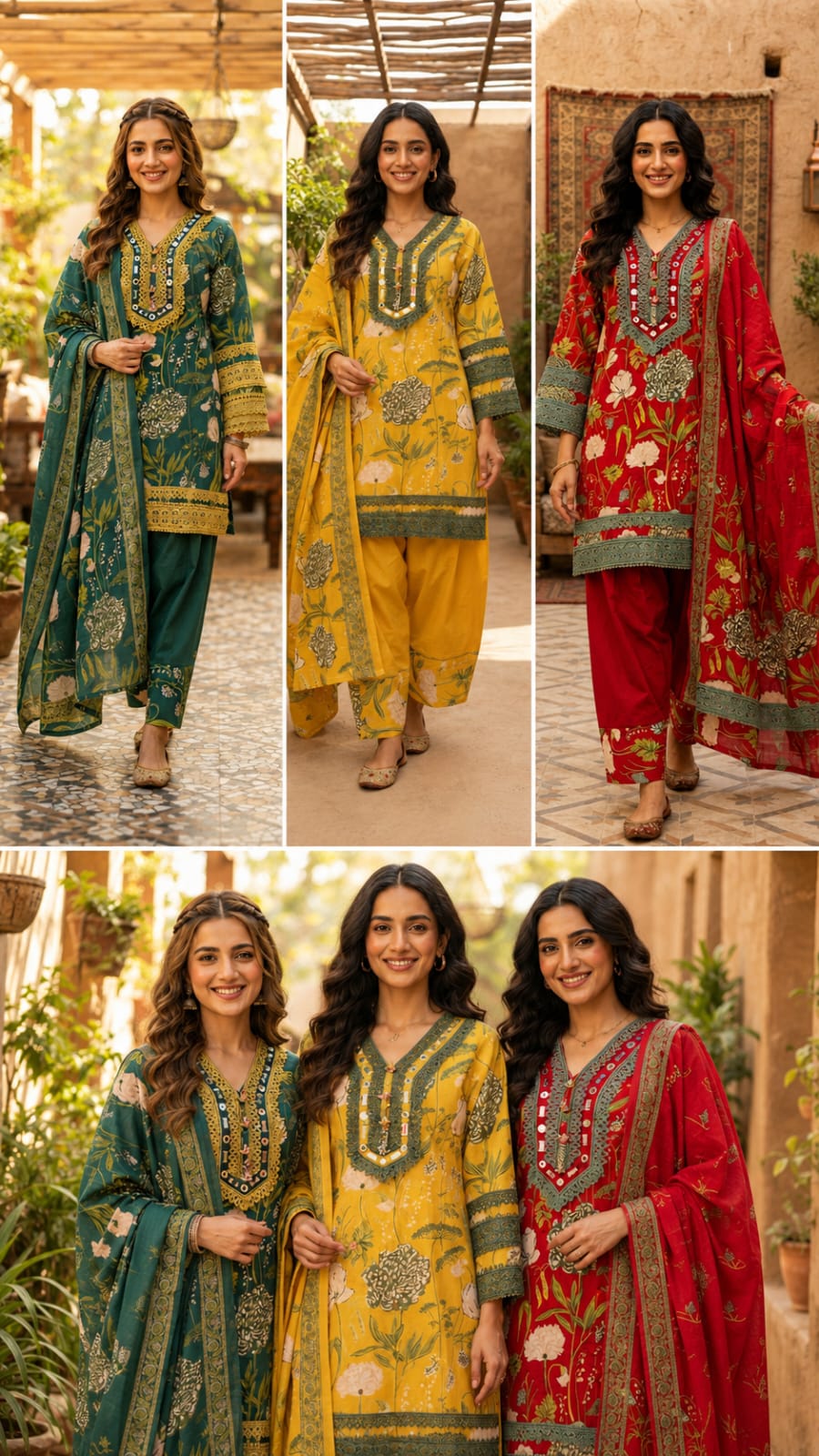 Premium Floral Printed Cotton Full Suit Set Wuth Dupatta With Crosia Elegance- 15682