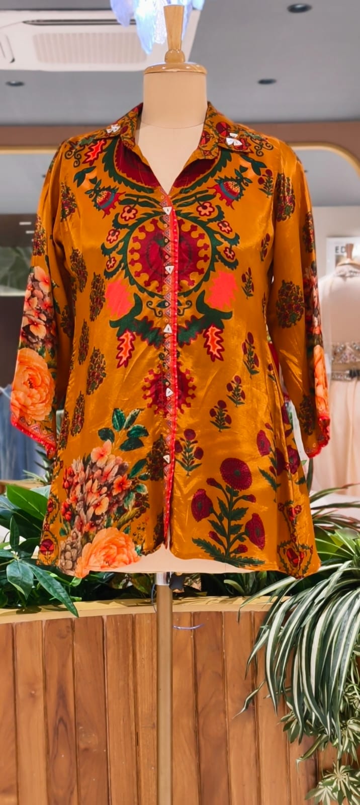Colorful Multi Floral Prints Flowy Crepe Casual Wear Shirt- 15643