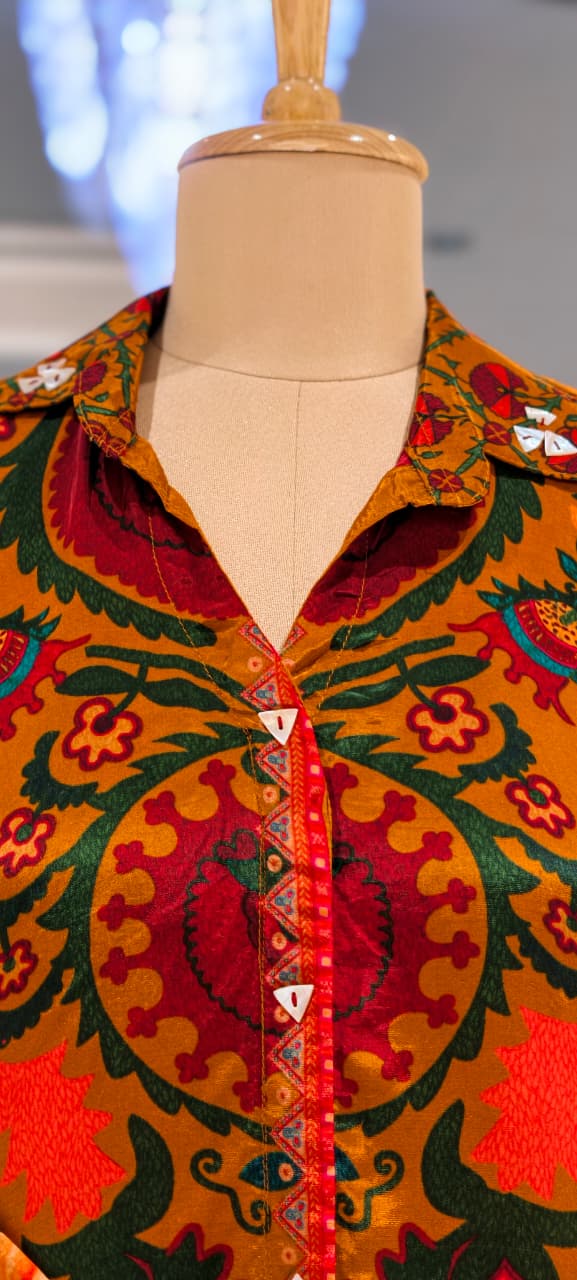 Colorful Multi Floral Prints Flowy Crepe Casual Wear Shirt- 15643