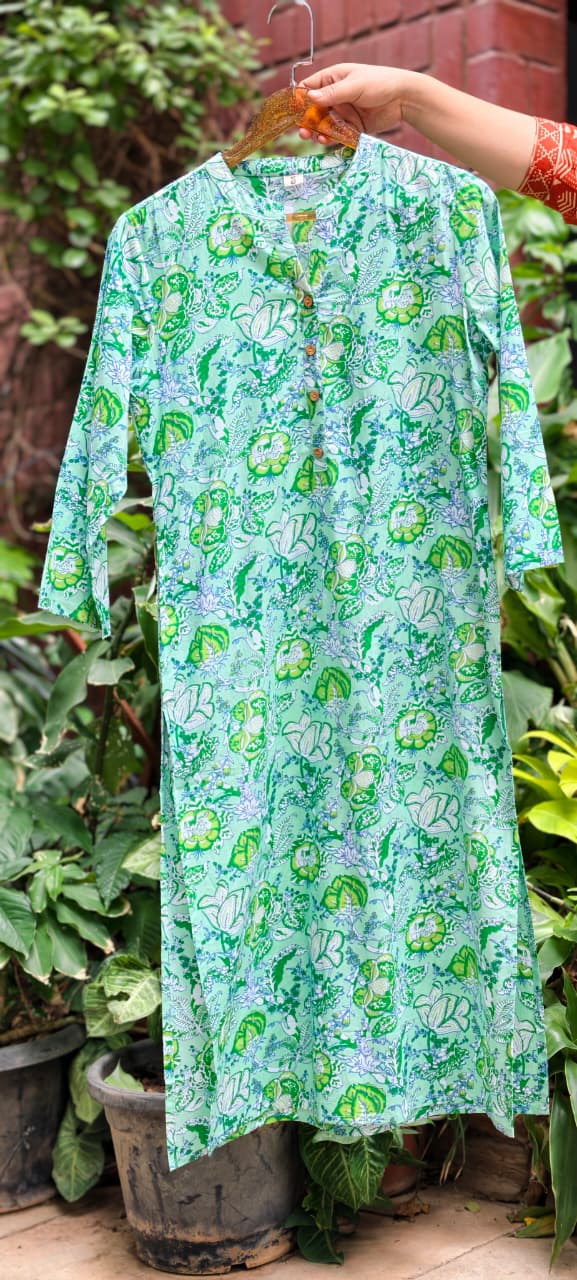 Pure Cotton Printed Comfortable Kurti Only With Pockets -15695