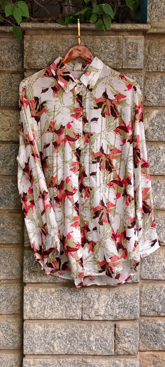Premium Western Muslin Designer Shirt with Hand Stone Work