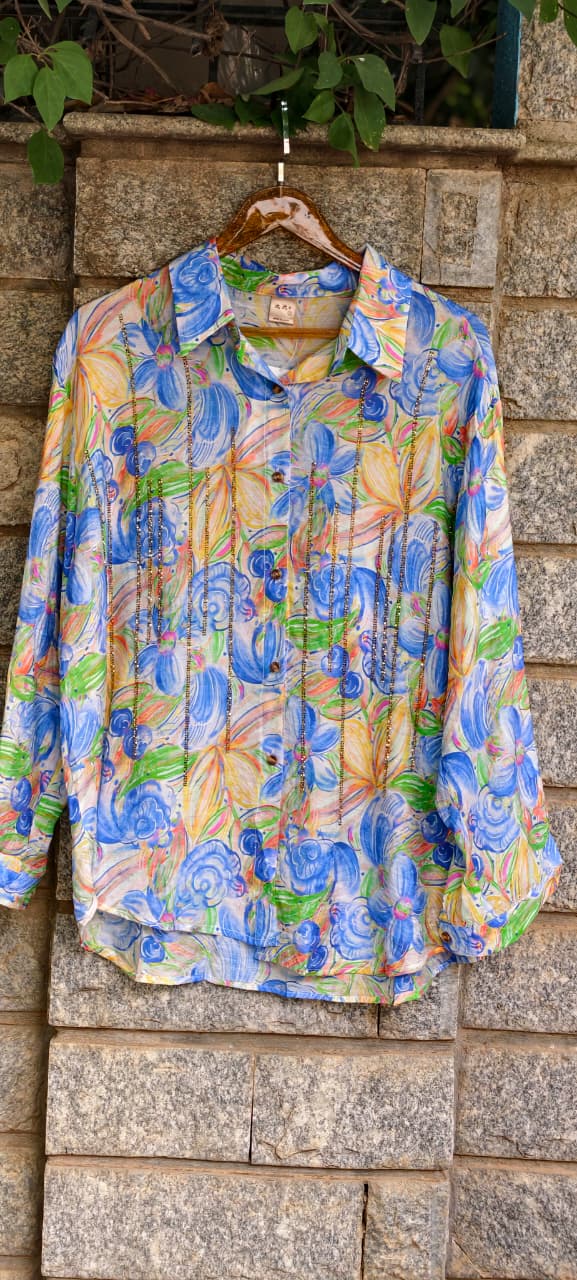 Premium Western Muslin Designer Shirt with Hand Stone Work