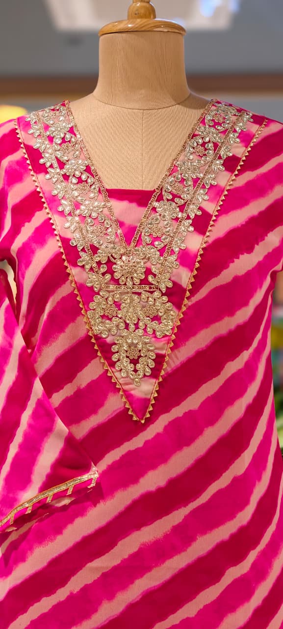 Gotta Work Neckline With Yoke Lehriya Georgette Kurtis