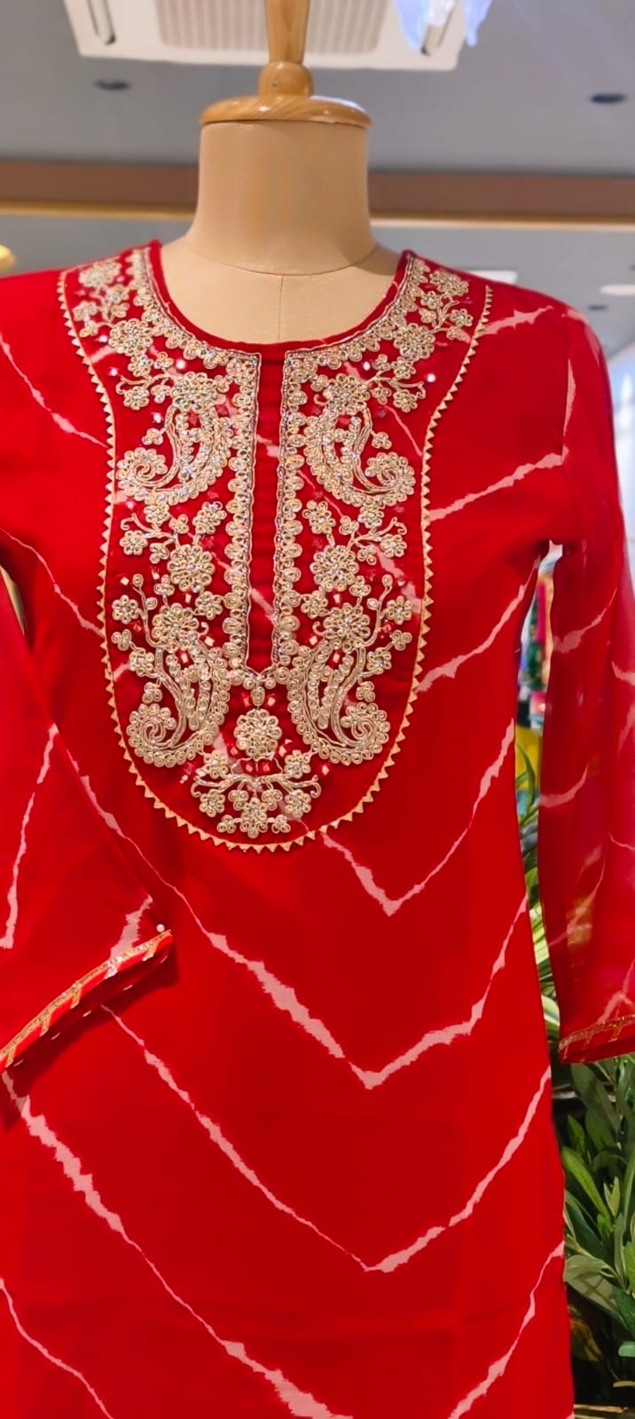 Gotta Work Neckline With Yoke Lehriya Georgette Kurtis