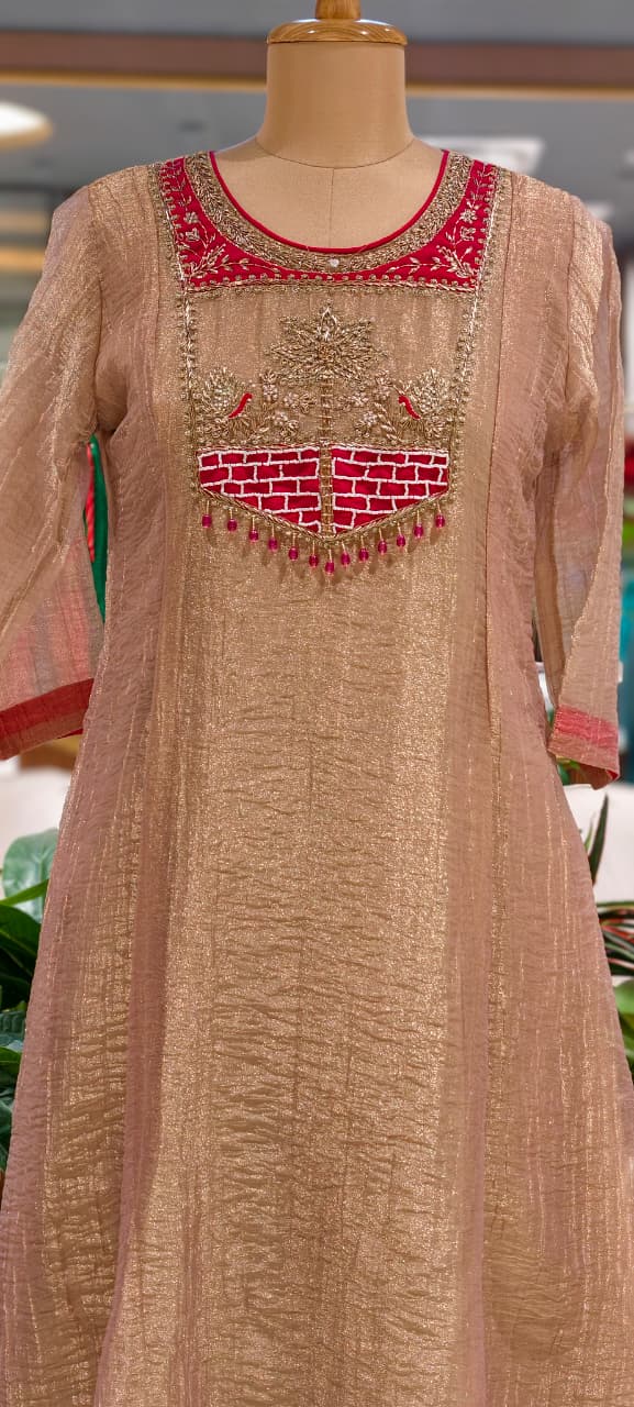 Graceful Pastel Ethnic Kurta with Statement Embroidered Neckline Salsa A-Line Full Suit Set With Dupatta- 15765