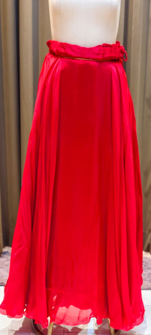 Bandhej Highlights Elegant Gotta Detailing Crepe Full Suit Set With Flared Skirt Bottom & Dupatta- 15852