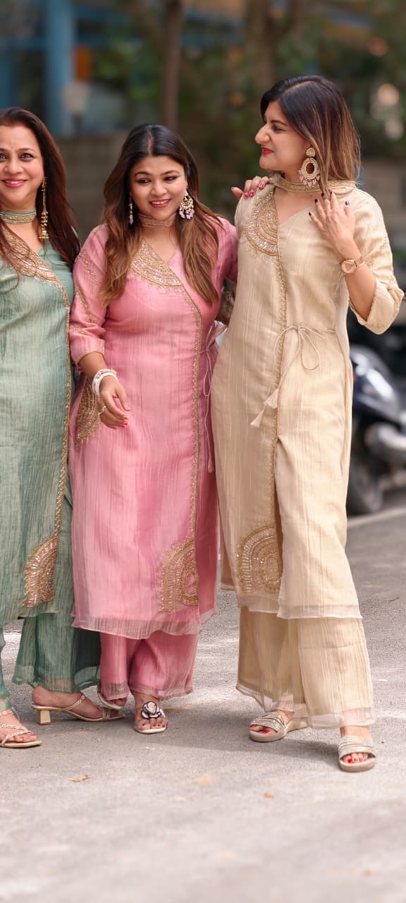 Elegant Cut-Dana With Sequin Half Rounded Embroidery Angrakha Style Salsa Fabric A-Line Full Suit Set With Dupatta- 15973