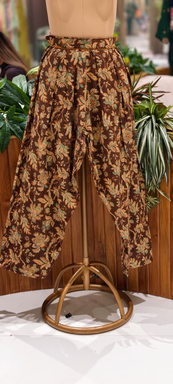 Boho Style Tassel Accent Solid Cotton Kurta With Printed Bottom & Dupatta Full Suit Set- 16018