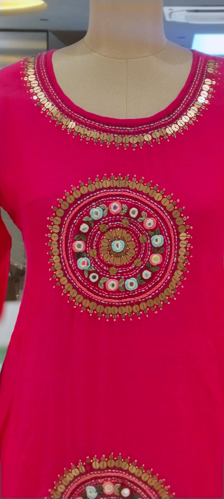Heritage Intricate Mirror Tribal-Inspired Embroidery and Artisan Detailing Mul-Chanderi A-line Full Suit Set With Dupatta-16109