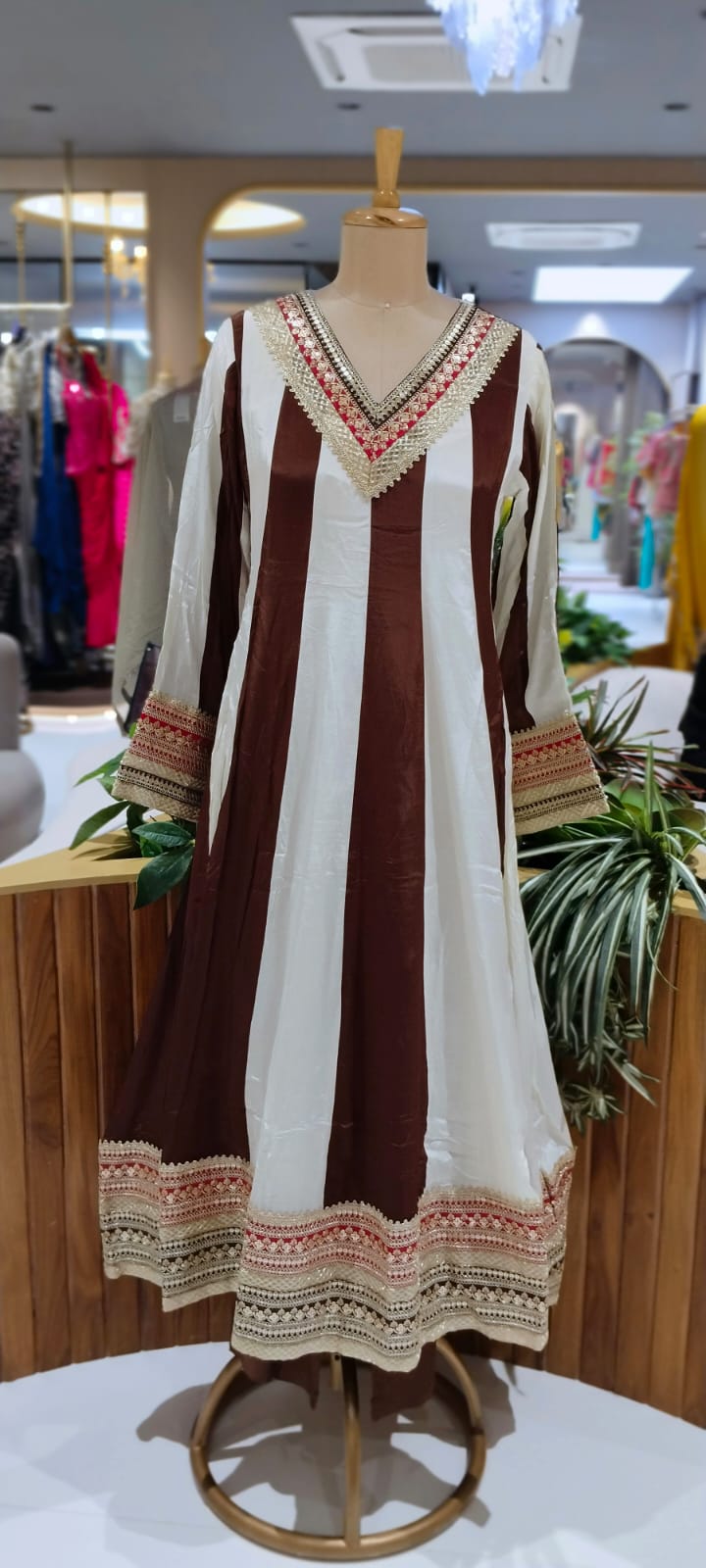 Highly Flared Panel Dual Tone Anarkali With Vibrant Zardosi Embroidery Work- 16127