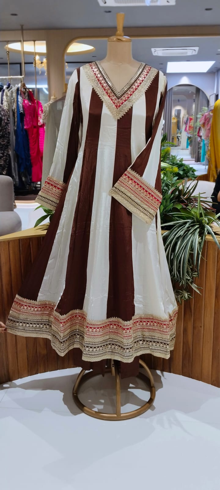 Highly Flared Panel Dual Tone Anarkali With Vibrant Zardosi Embroidery Work- 16127