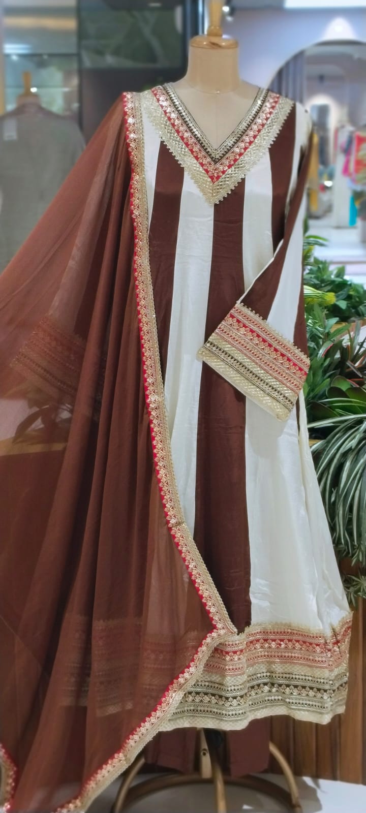 Highly Flared Panel Dual Tone Anarkali With Vibrant Zardosi Embroidery Work- 16127