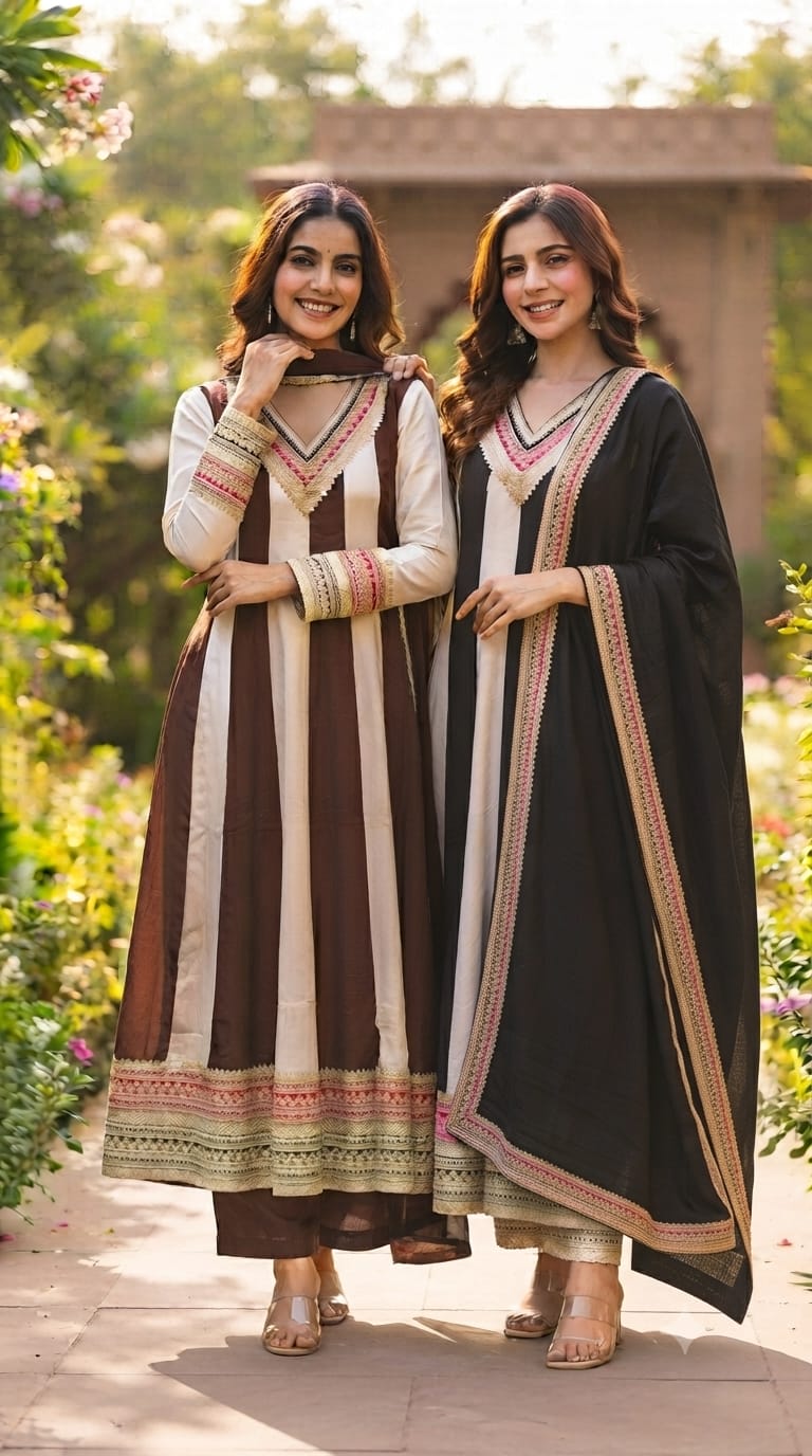 Highly Flared Panel Dual Tone Anarkali With Vibrant Zardosi Embroidery Work- 16127