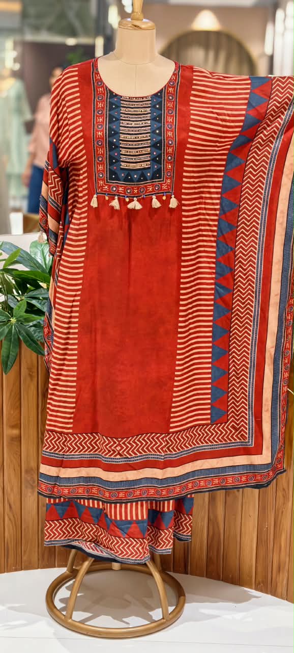 Chic & Comfy Muslin Kaftan Sets with Matching Bottoms -16097,16096