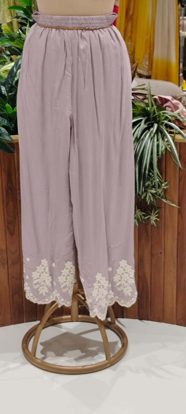 Chikankari Thread Embroidered Pastel Shades Full Suit Set With Dupatta In Muslin Fabric- 16091