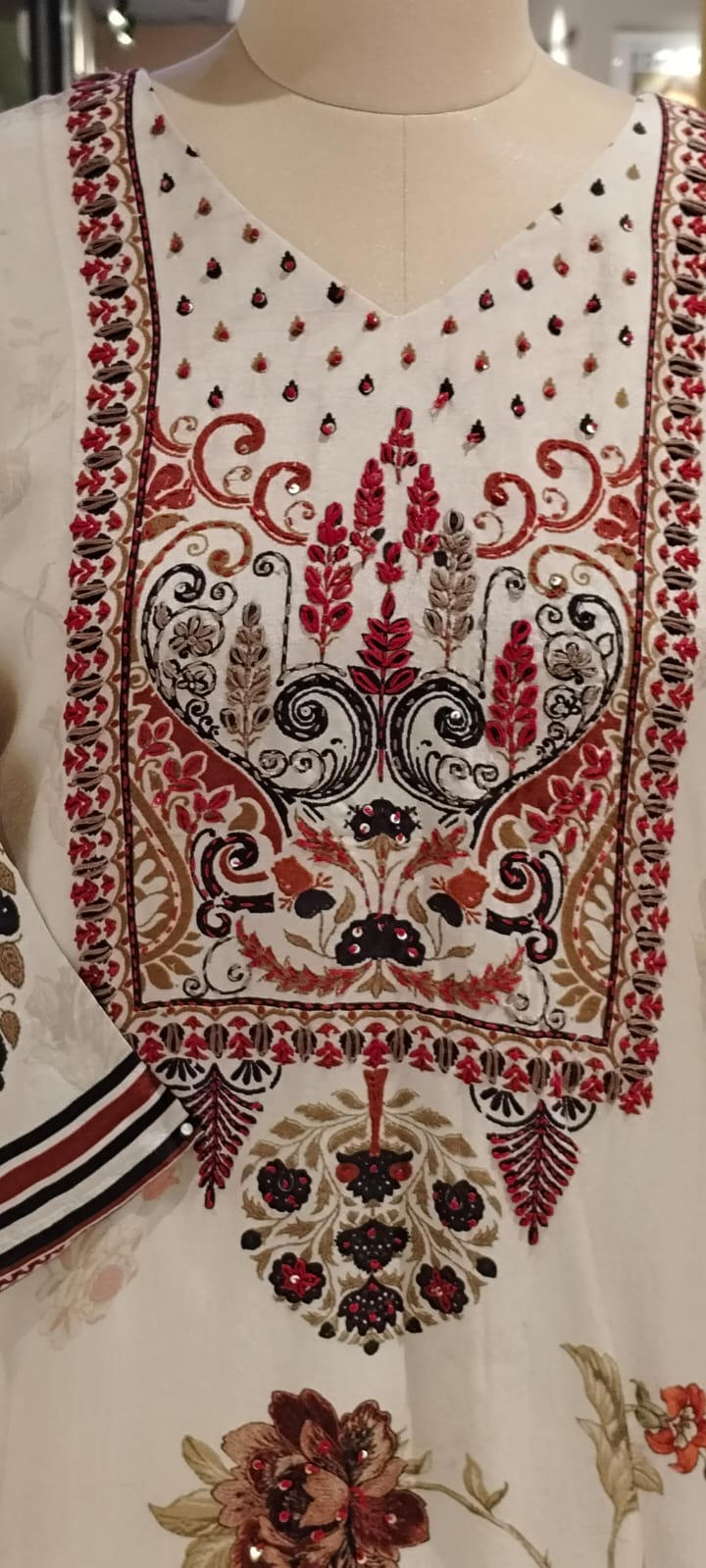 Royal Embroidery With Digital Printed Russian Silk Full Suit Set With Dupatta- 16089