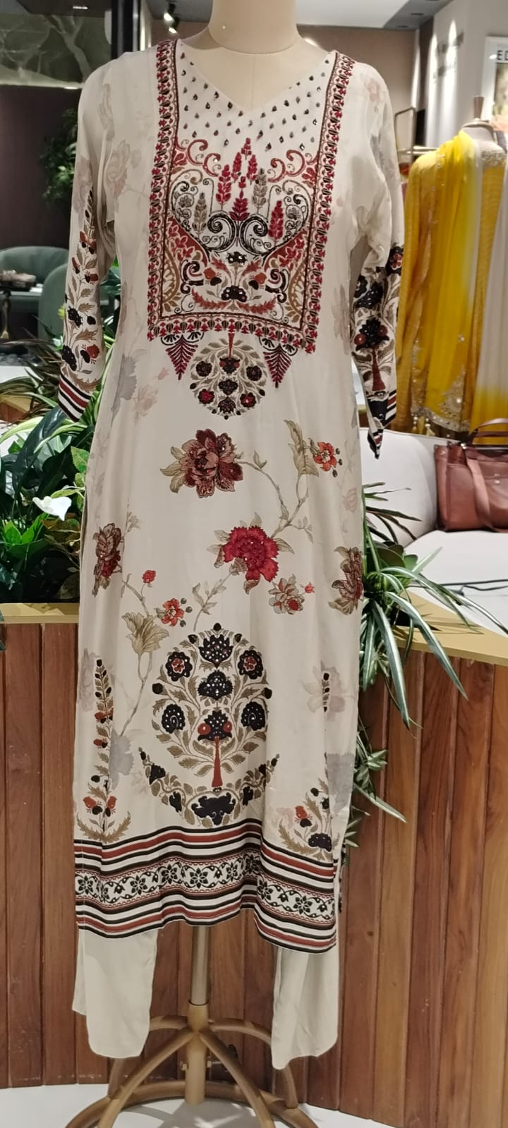 Royal Embroidery With Digital Printed Russian Silk Full Suit Set With Dupatta- 16089