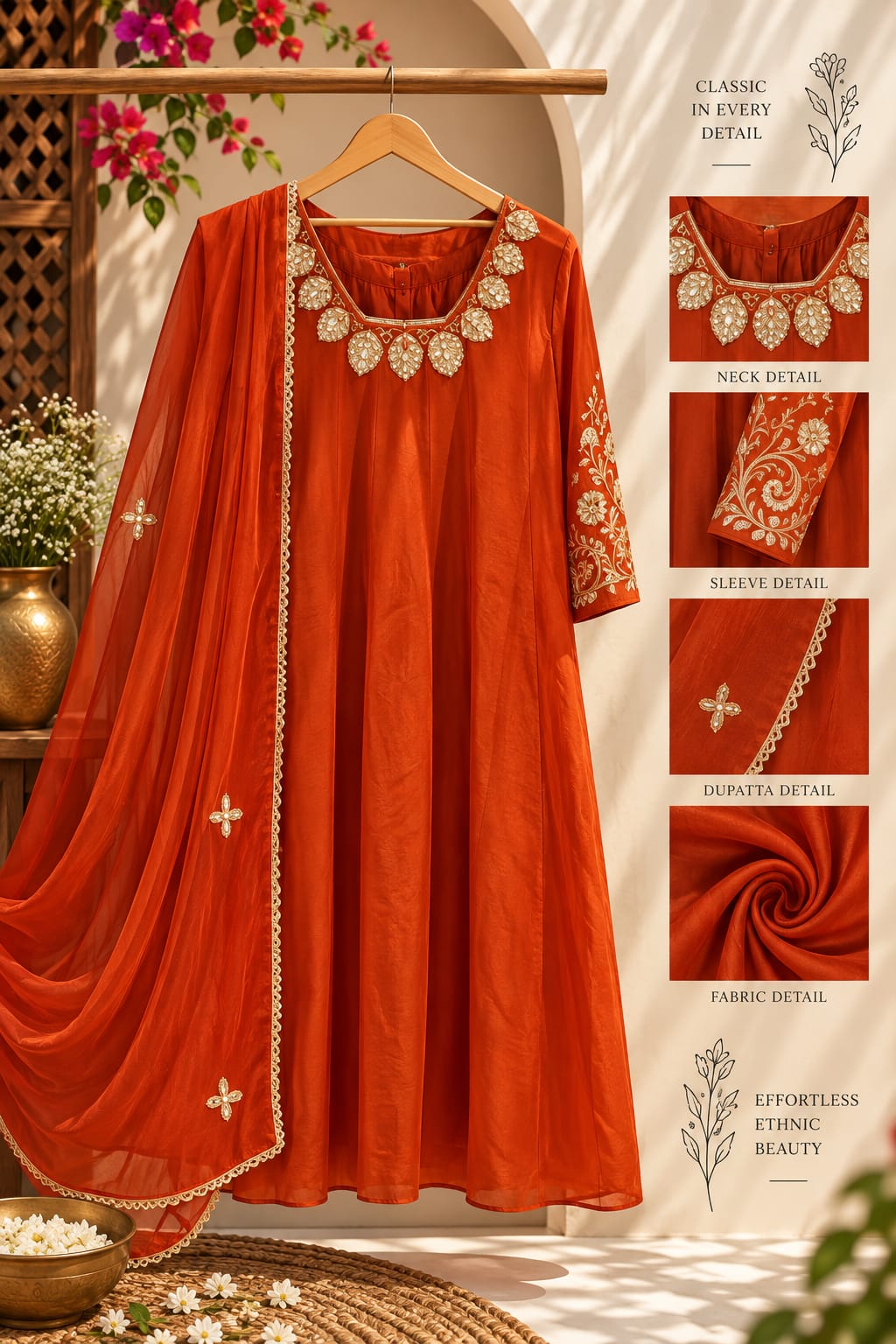 Pure Chanderi Shiny Heavy Sequin With Zari Embroidery Work Solid Matching A-Line Full Suit Set With Dupatta- 16373