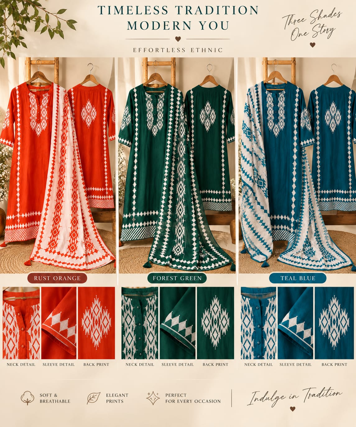 Geometric Patang Abstract Print Russian Silk Full Suit Set With Matching Dupatta- 16357