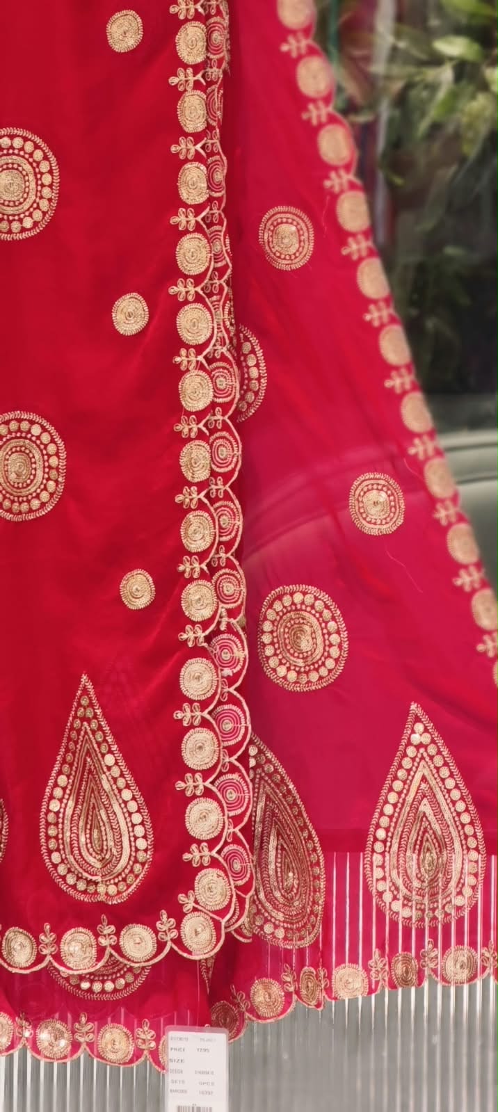Bright Dupatta with Traditional Circular & Paisley Motif Embroidery- 16392