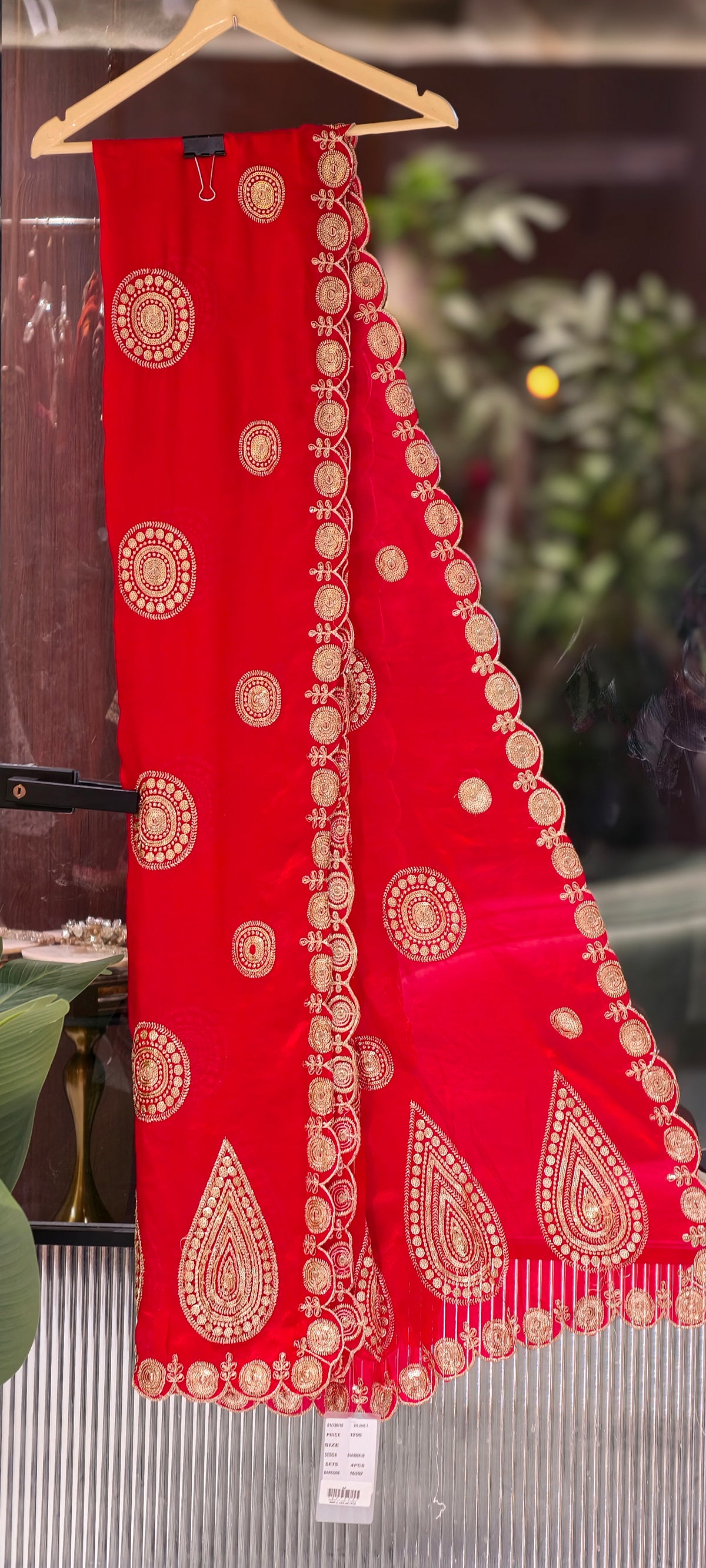 Bright Dupatta with Traditional Circular & Paisley Motif Embroidery- 16392