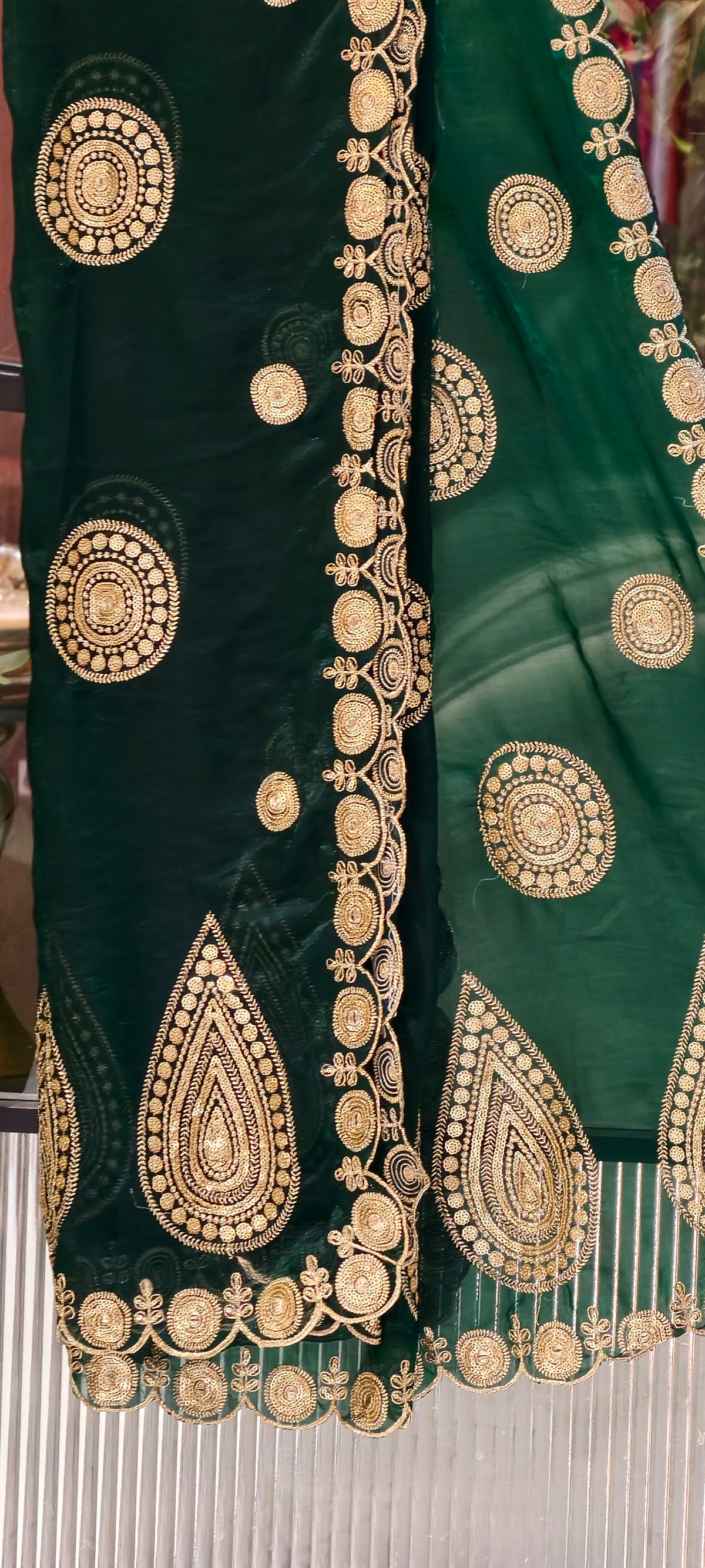 Bright Dupatta with Traditional Circular & Paisley Motif Embroidery- 16392