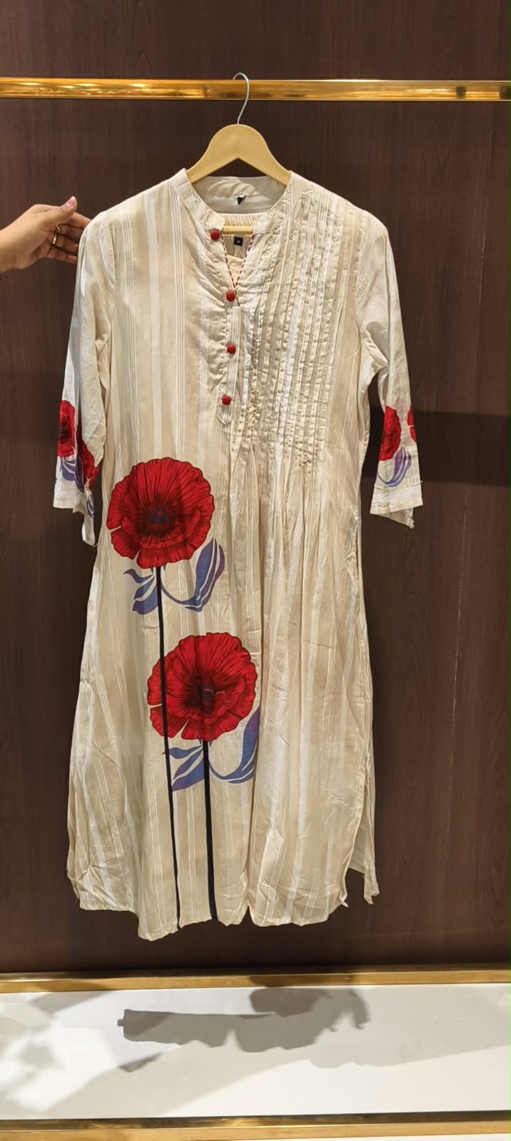 Floral Digital Print Pleated Button Down A-Line Cotton Kurta Pant Set- 16364