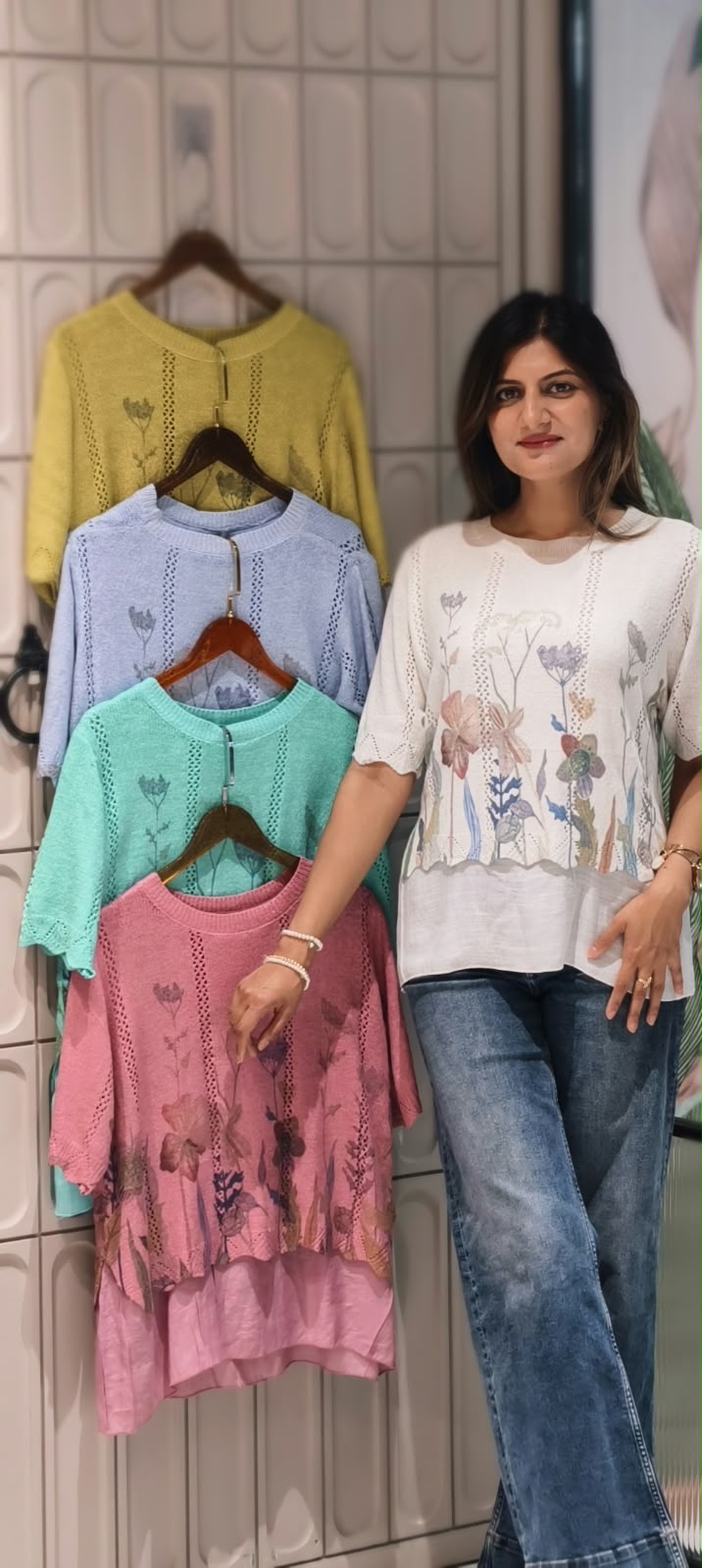 Floral Gardenia Layered Style Outer With Full Base Stretchable Imported Top- 16162