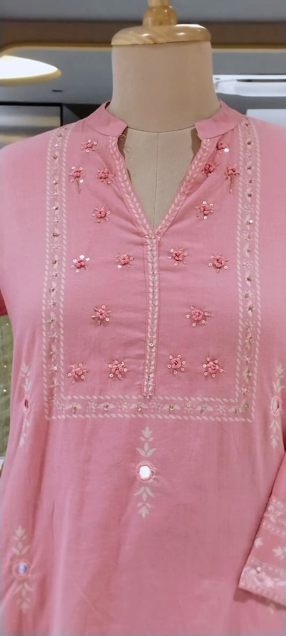 Bandhej Elegance Minor Intricate Embroidery Work Soft Cotton Straight Full Suit Set With Dupatta- 16520 Slightly Lean Fit