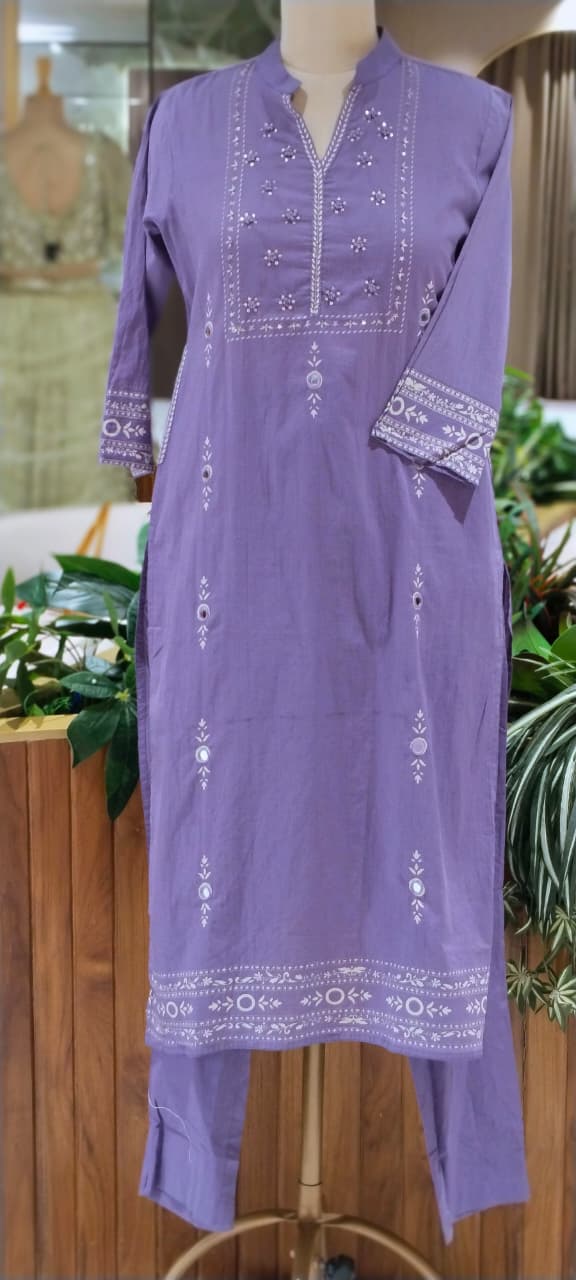 Bandhej Elegance Minor Intricate Embroidery Work Soft Cotton Straight Full Suit Set With Dupatta- 16520 Slightly Lean Fit