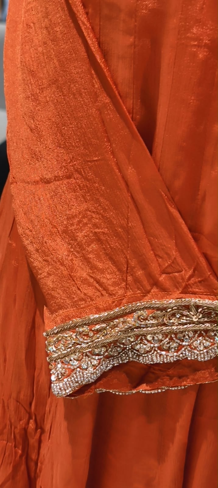 Vibrant Red Georgette Anarkali Full Suit Set with Zardozi Embroidered Neckline & Heavy Hand-Embellished Border Dupatta- 16629