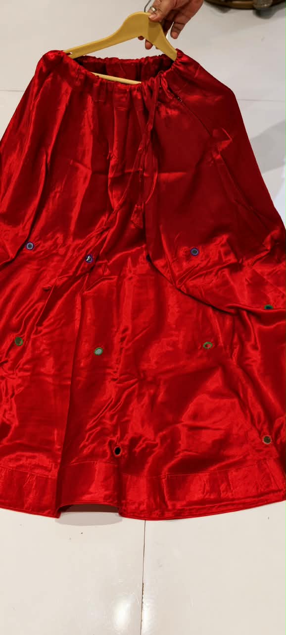 Gajji Silk Butter Soft Shiny Flared Skirt With Real Mirror Multicolor Thread Embroidery Upwork-