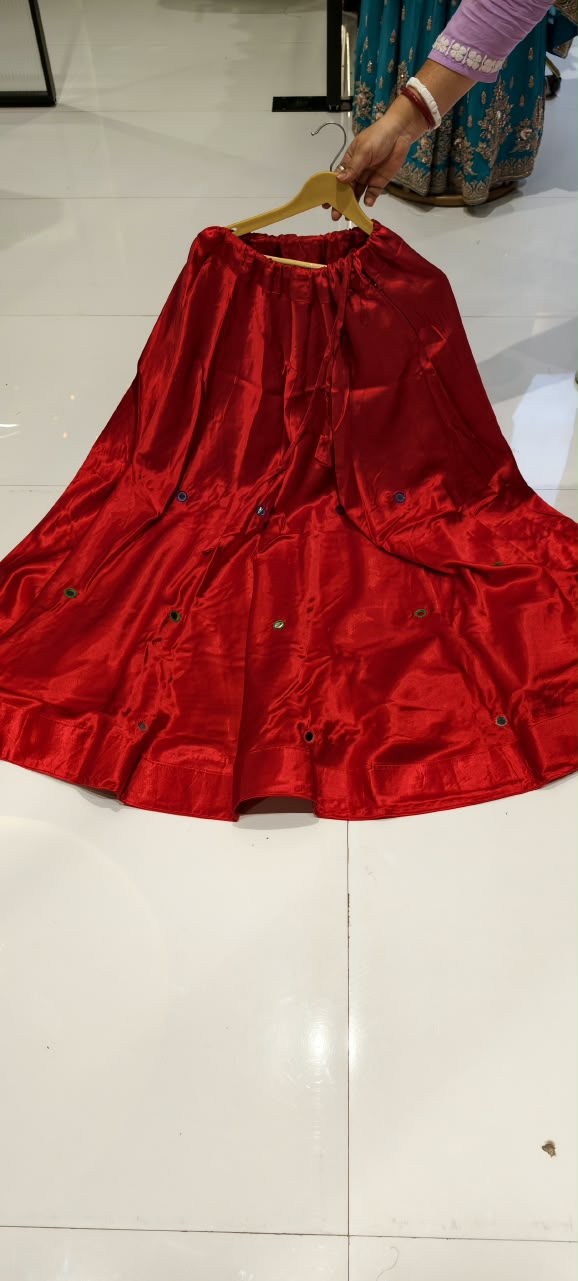 Gajji Silk Butter Soft Shiny Flared Skirt With Real Mirror Multicolor Thread Embroidery Upwork-