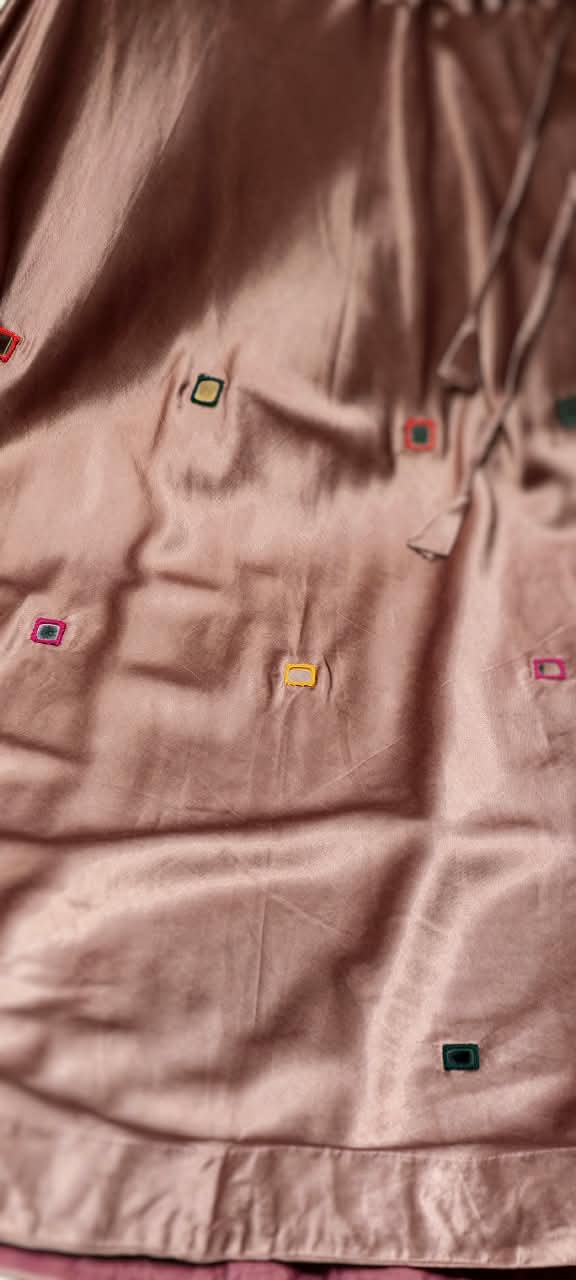 Gajji Silk Butter Soft Shiny Flared Skirt With Real Mirror Multicolor Thread Embroidery Upwork-