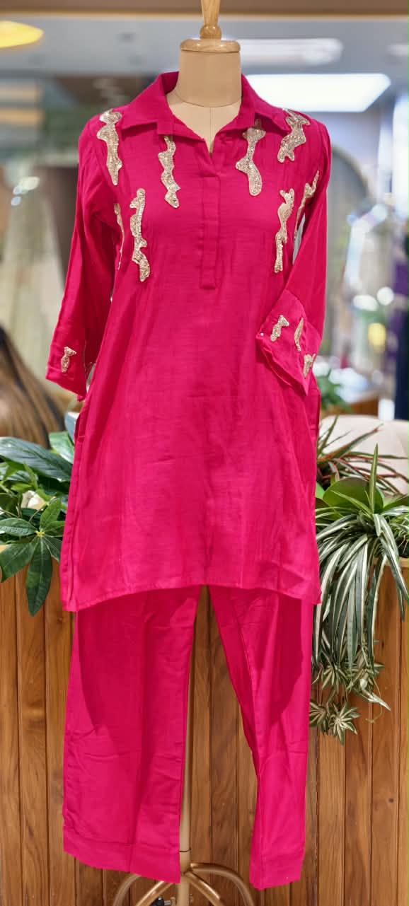 Sequence Abstract Embroidery Mulchanderi Co-Ord Set-16659