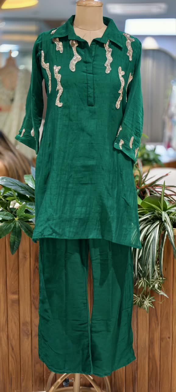 Sequence Abstract Embroidery Mulchanderi Co-Ord Set-16659