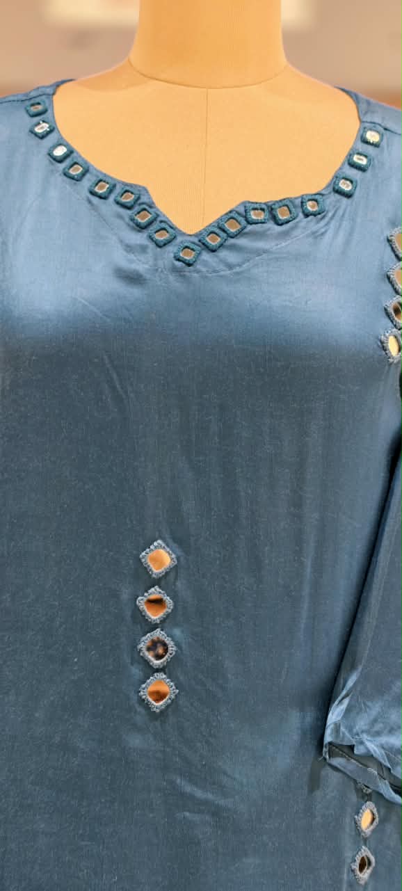 Real Mirror Solid Shade Gajji Silk Indo-Western High-Low Kurta with Dhoti Style Skirt- 16663