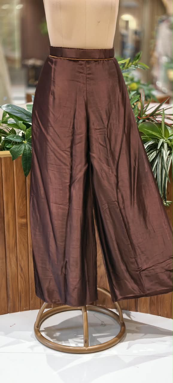 Modal Satin Ombre Shade Stylish Side Knot Collar Style Sequin Scattered Co-Ord Set- 16636