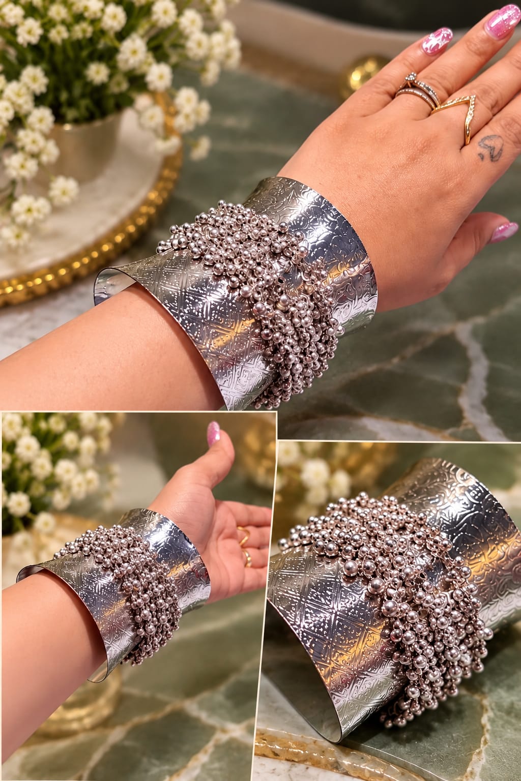 Traditinal Festive Chic Shiny Metallic Bangle With Ghungroo Accent- RB999