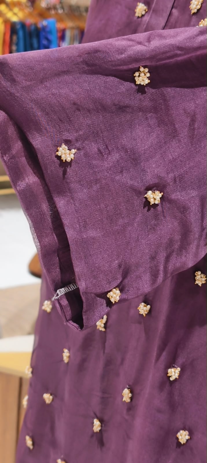 Designer Pure Organza Scattered Pearl Jewel Work Detailing Kurta with Bottom and Dupatta- 16728