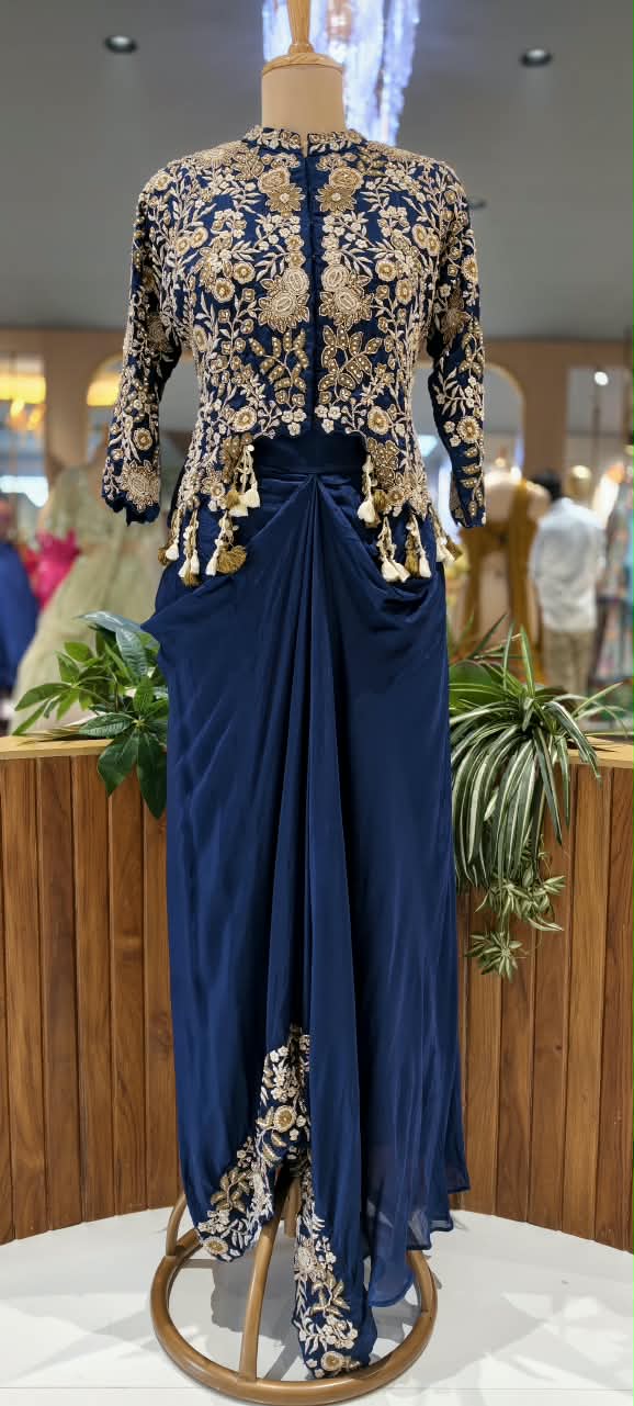 Premium Embroidered Cape Style Indo-Western with Intricate Detailing- 16752