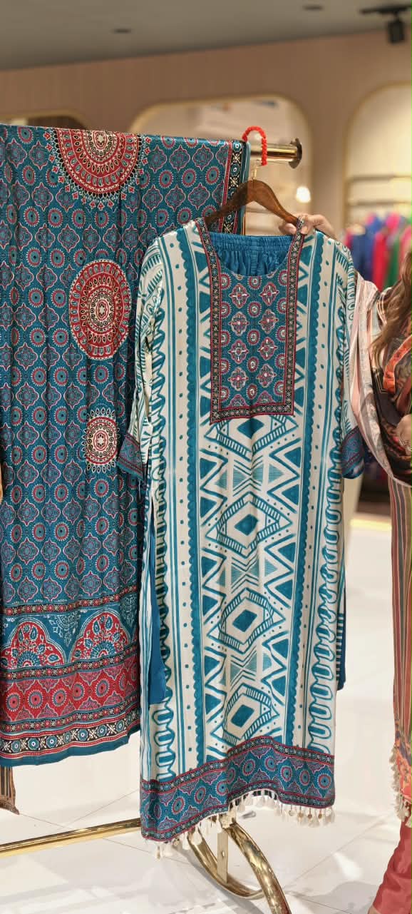 Premium Gajji Silk Striped Prints With Embroidered Neckline Straight Full Suit Set With Dupatta-16691 16688 16738